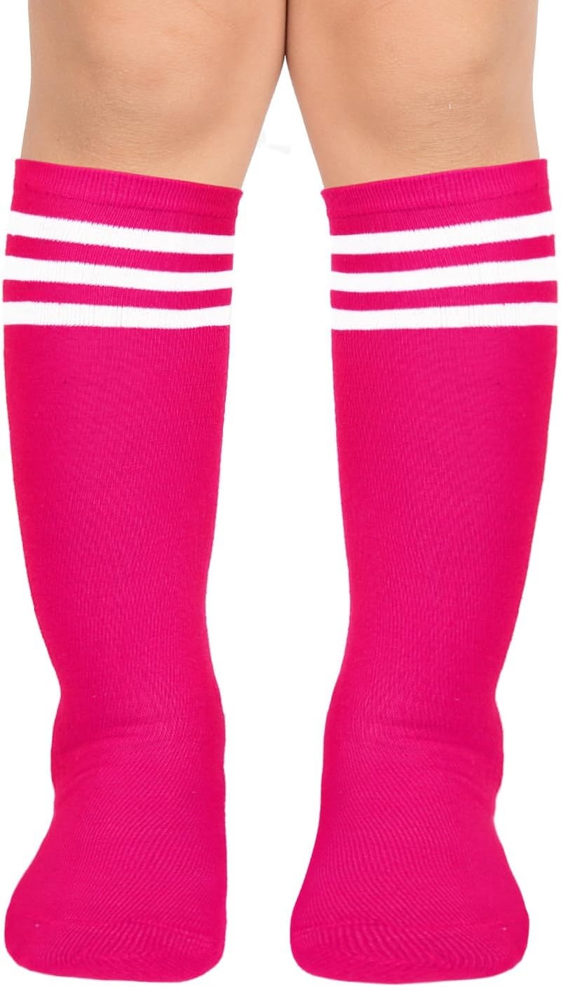Benefeet Sox Kids Soccer Socks Toddler Knee High Tube Long Socks Soft for Girls Three Stripes Youth Cotton Soccer Socks - Image 1